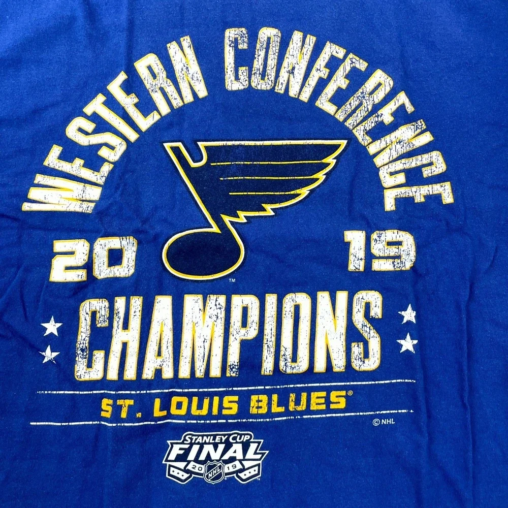 Fanatics Shirt Men L Blue St. Louis Blues NHL Ice Hockey Western Conference 2019